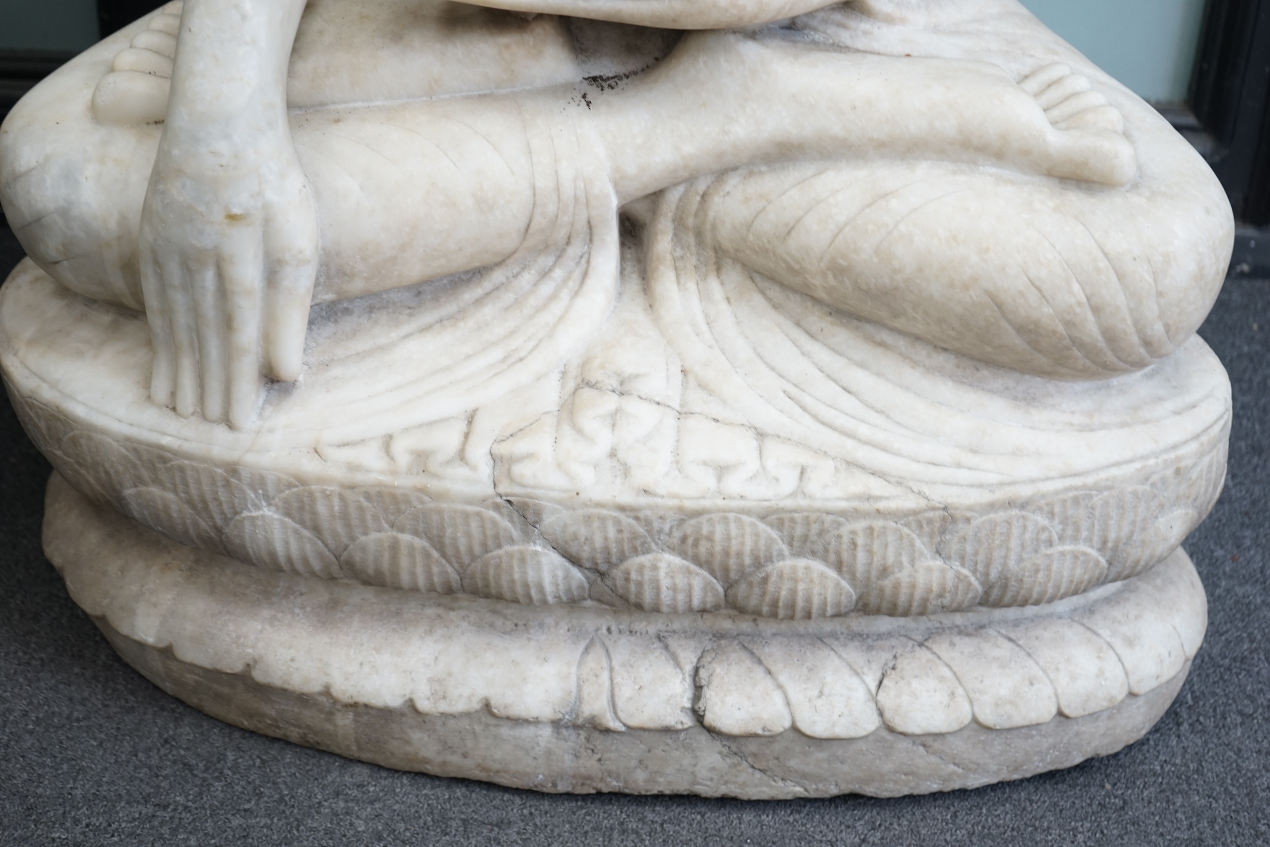 A massive Burmese marble seated figure of Buddha Shakyamuni, 18th/19th century